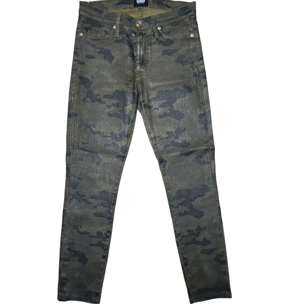 Hudson Camo Sparkle Nico Midrise Jeans 27 Army Glitter